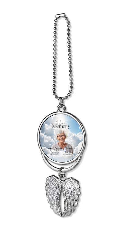 Personalized Angel Wing Rearview Mirror Charm