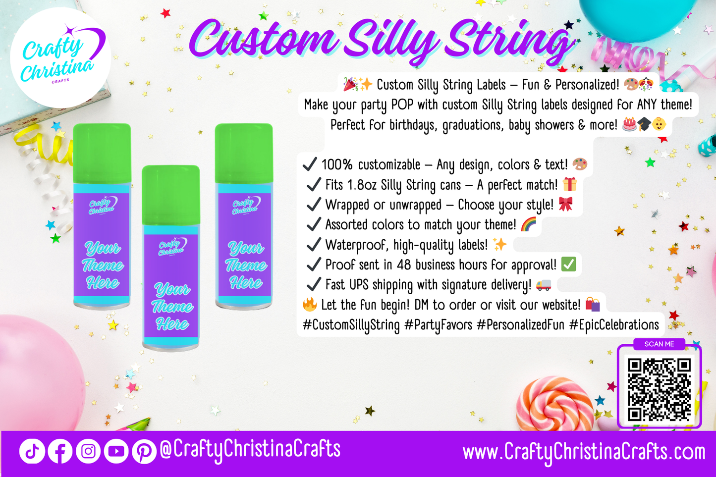 Custom Silly String Labels – Personalized for Any Theme! 🎉🎨✨