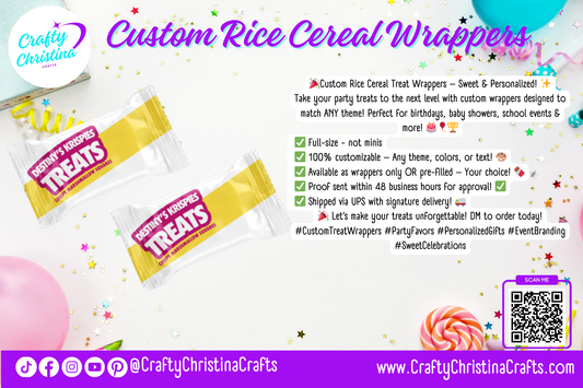 Custom Rice Cereal Treat Wrappers – Personalized for Any Occasion! 🎨🍫