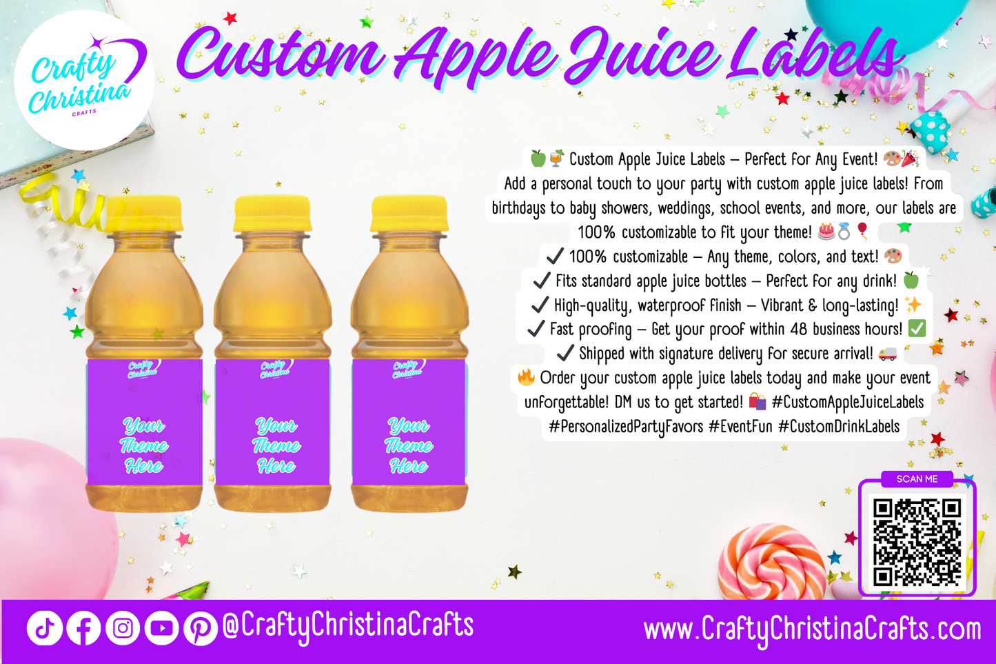 Custom Apple Juice Labels – Personalized for Any Theme! 🍏🍹✨