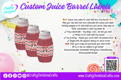 Custom Juice Labels for Little HUGS 8oz Juice Barrels – 100% Customizable!