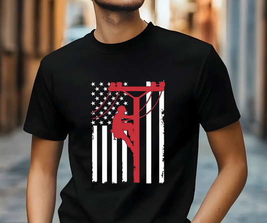 American Flag Lineman T-shirt