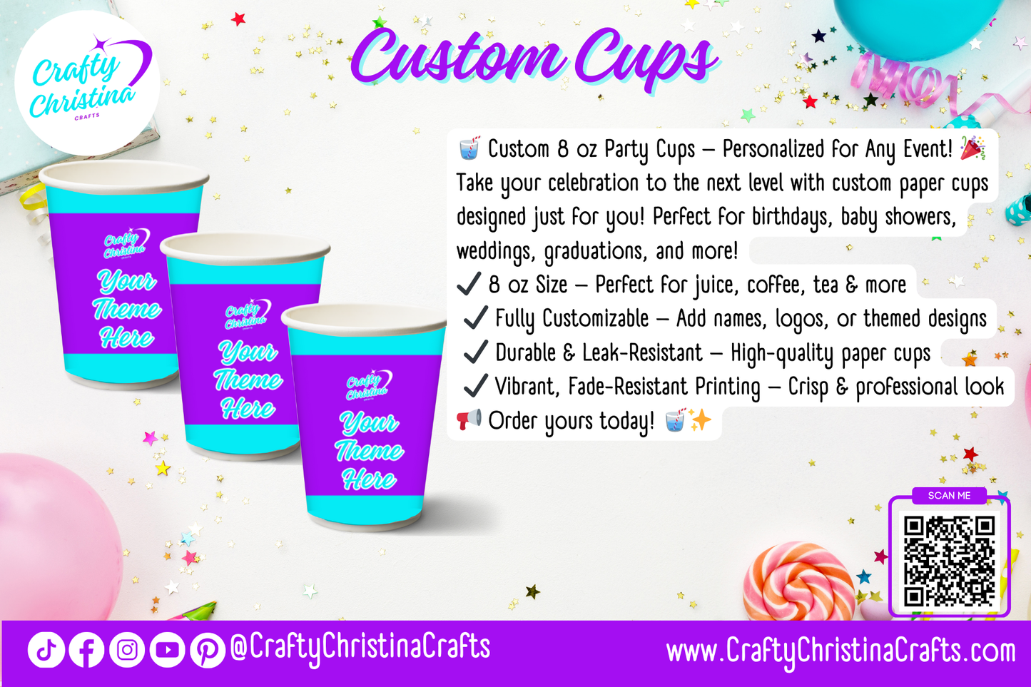 Custom 8 oz Party/Event Paper Cups