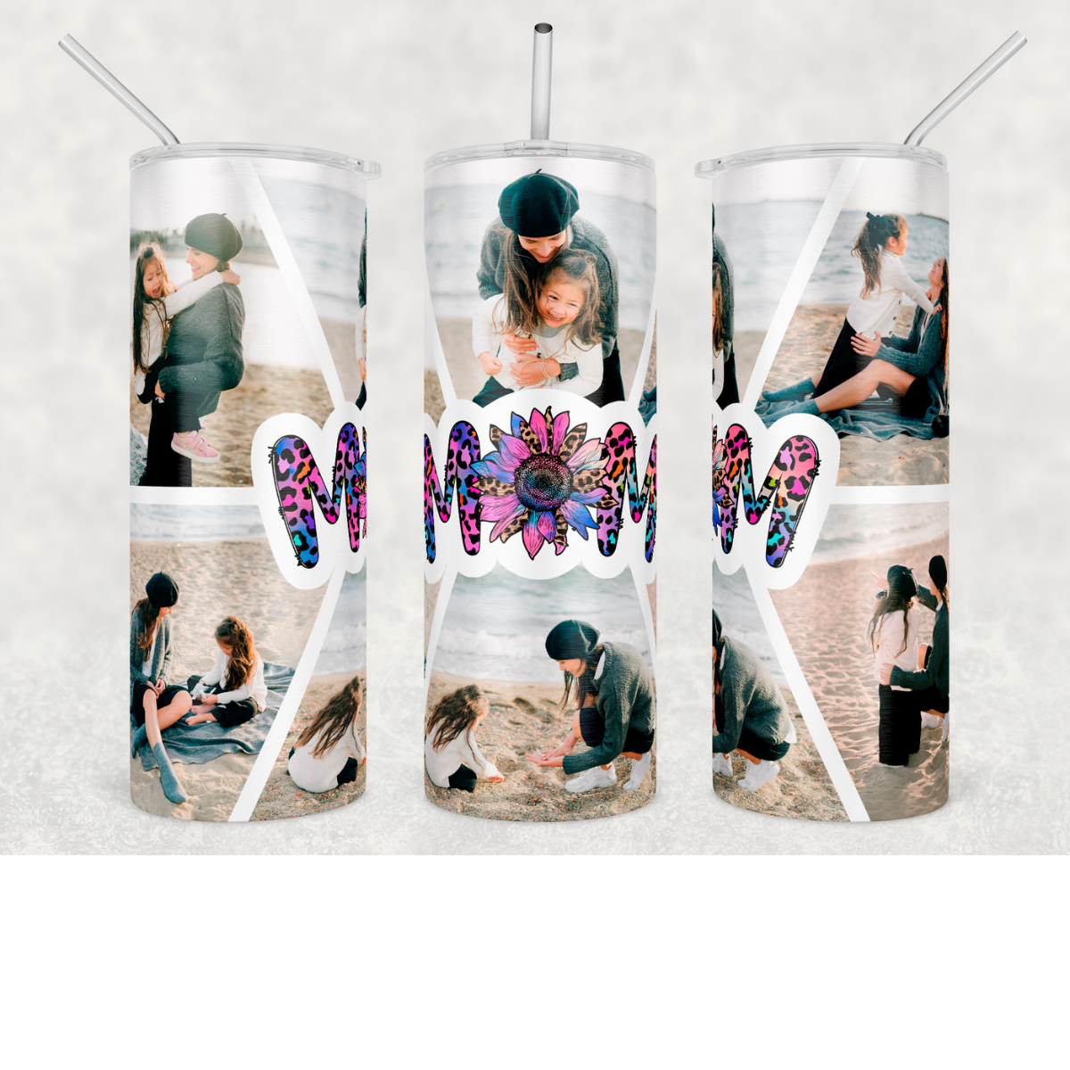 Personalized 20 oz Stainless Steel "Mom" Tumbler – Custom with Photos 💖✨